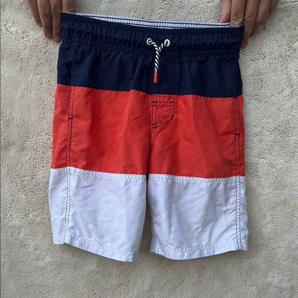 Colorblock Swim Shorts - Navy, Red, and White